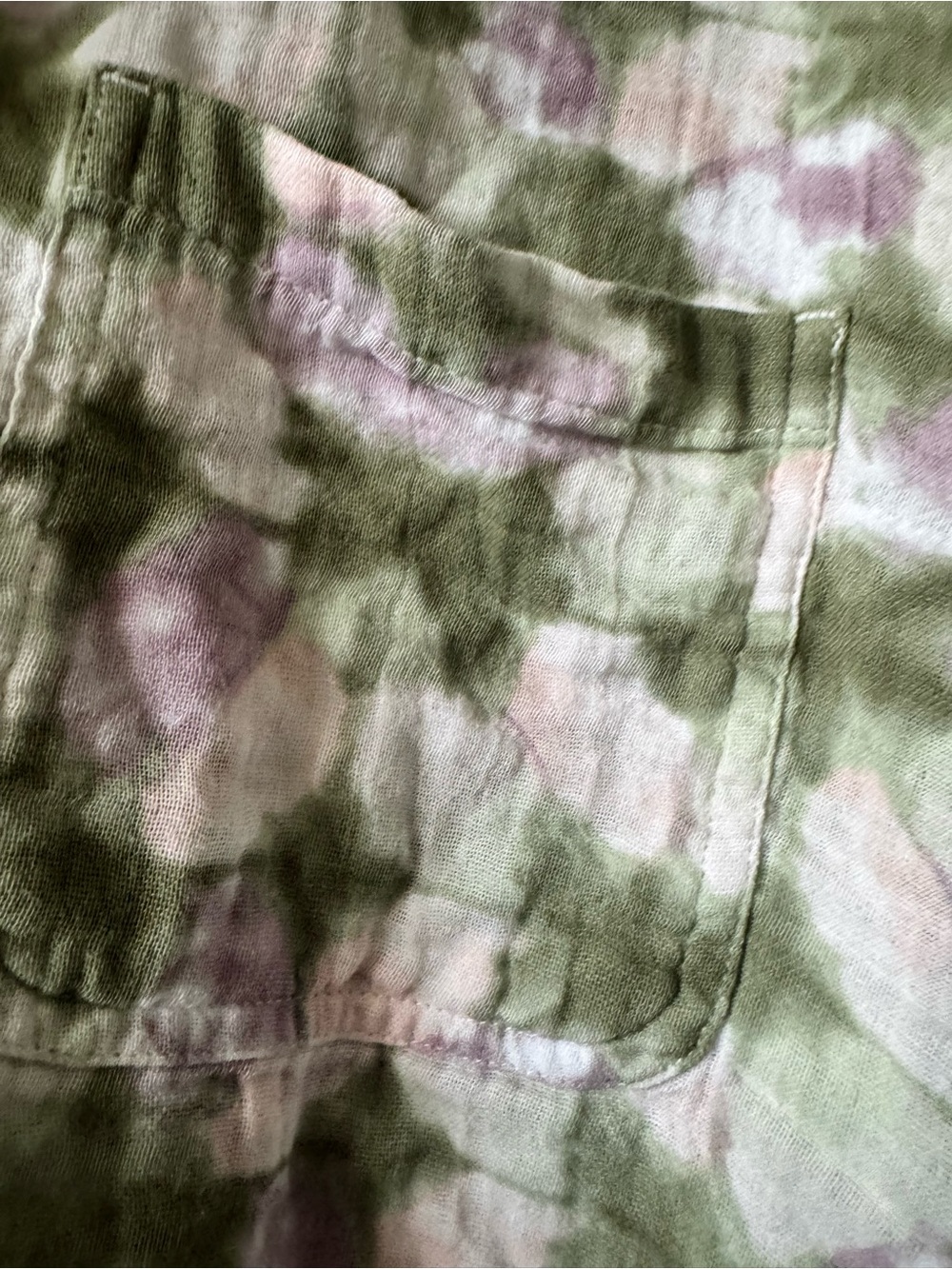 Sonoma 100% Cotton Linen Relaxed Beach Button Up Shirt in Green Yellow Lilac XL - Picture 2 of 4